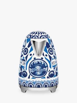 Smeg Dolce & Gabbana KLF03DGBUK Mediterraneo Electric Kettle, 1.7L, Blue/White - view 2, Blue/White