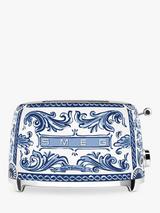 Smeg Dolce & Gabbana TSF01DGBUK Mediterraneo Toaster, Blue/White
