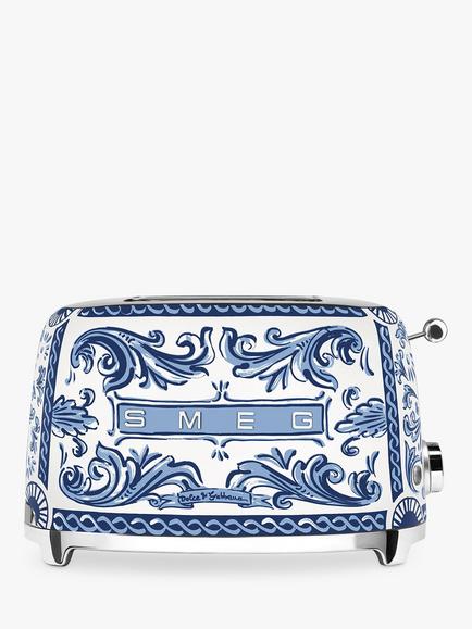 Smeg Dolce & Gabbana TSF01DGBUK Mediterraneo Toaster, Blue/White, Blue/White