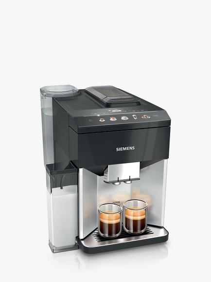 Siemens TQ513GB1 EQ500 Bean to Cup Coffee Machine, Daylight Silver / Piano Black, Daylight Silver / Piano Black