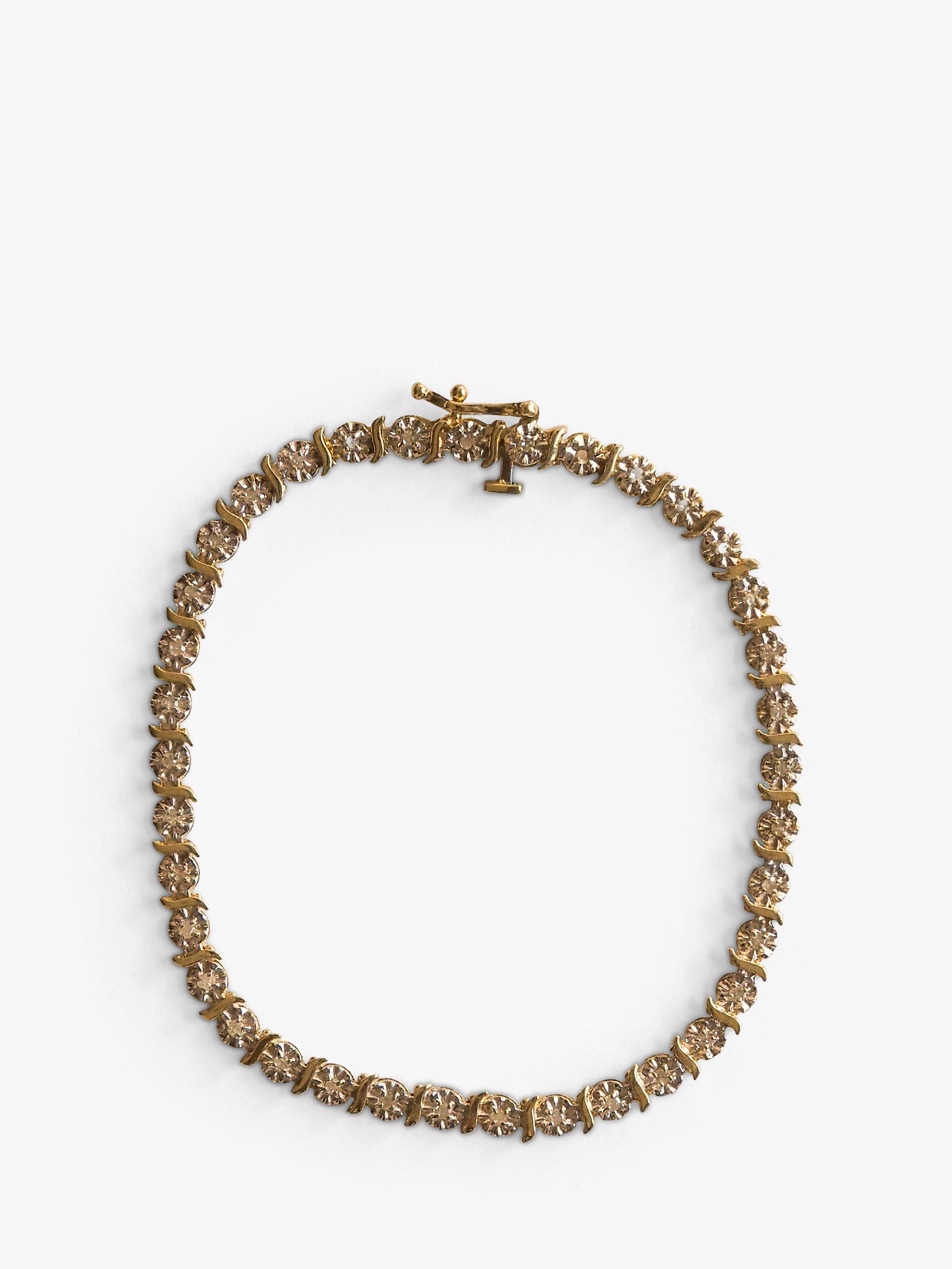 L & T Heirlooms Pre-Loved 9ct Gold Diamond Tennis Bracelet