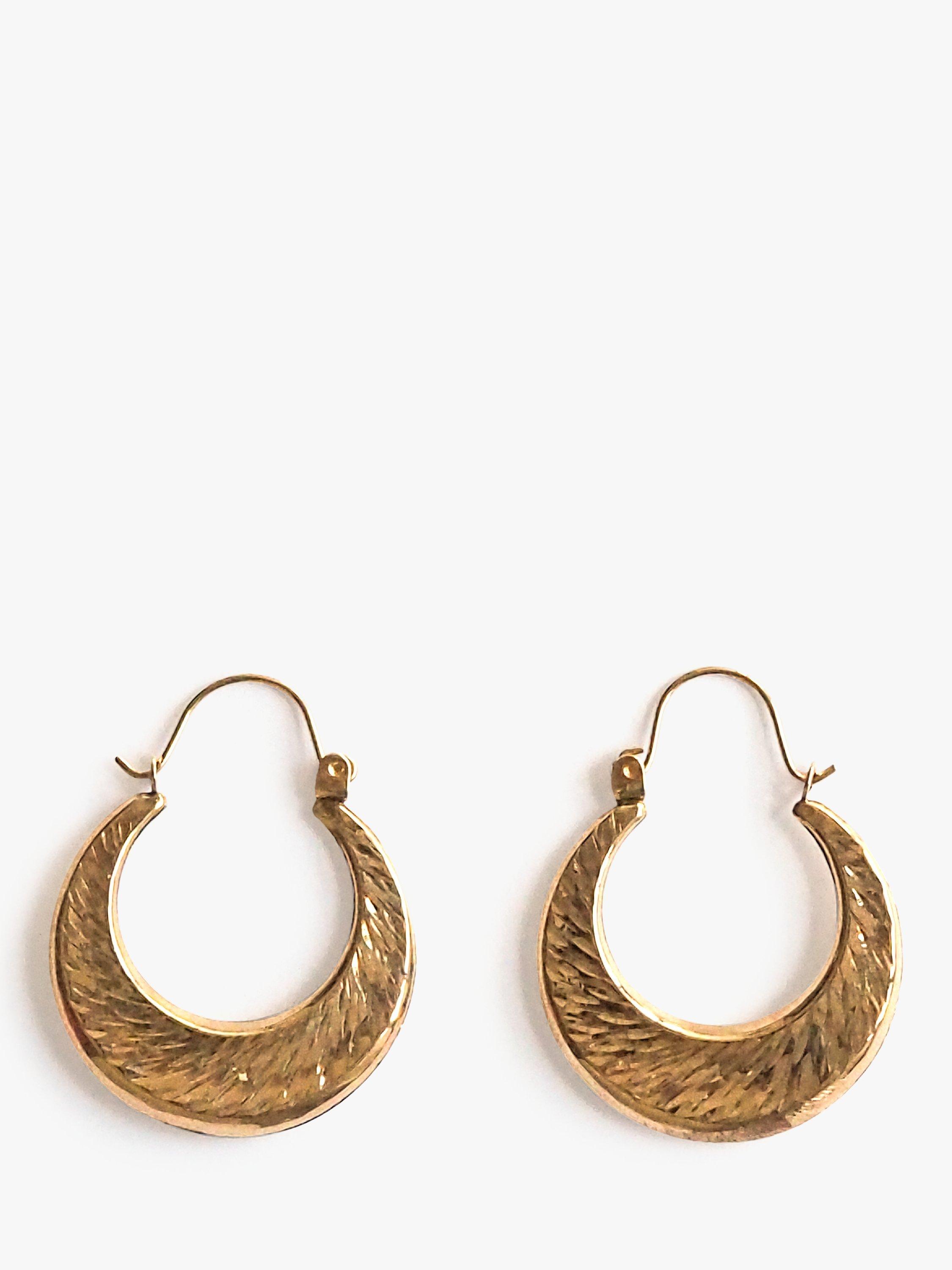 L & T Heirlooms Pre-Loved 9ct Gold Hinge Hoop Creole Earrings