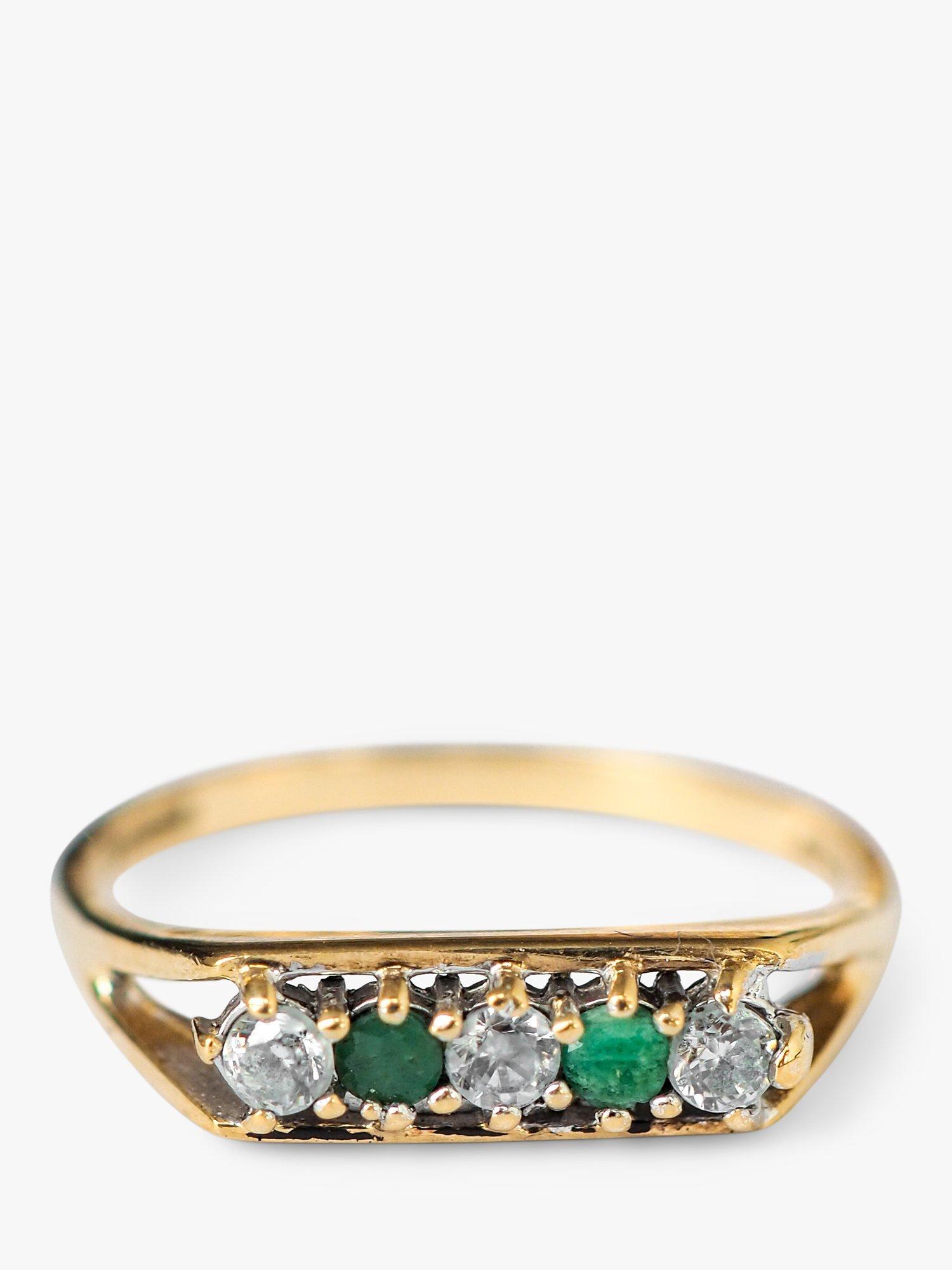 L & T Heirlooms Pre-Loved 9ct Gold Diamond and Emerald Ring, Dated Circa 1990