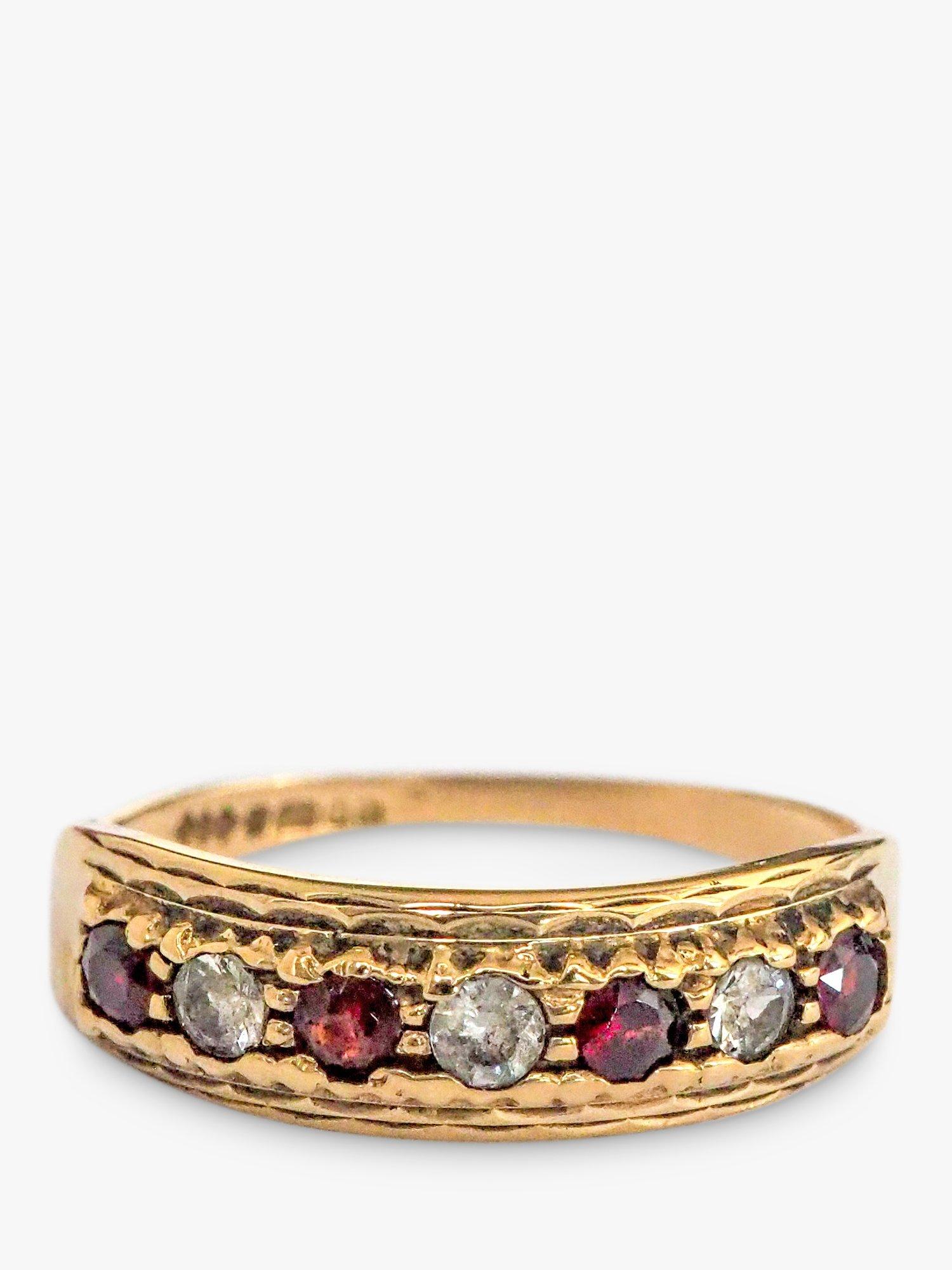 L & T Heirlooms Pre-Loved 9ct Gold Alternating Cubic Zirconia Band Ring, Dated Circa 1981