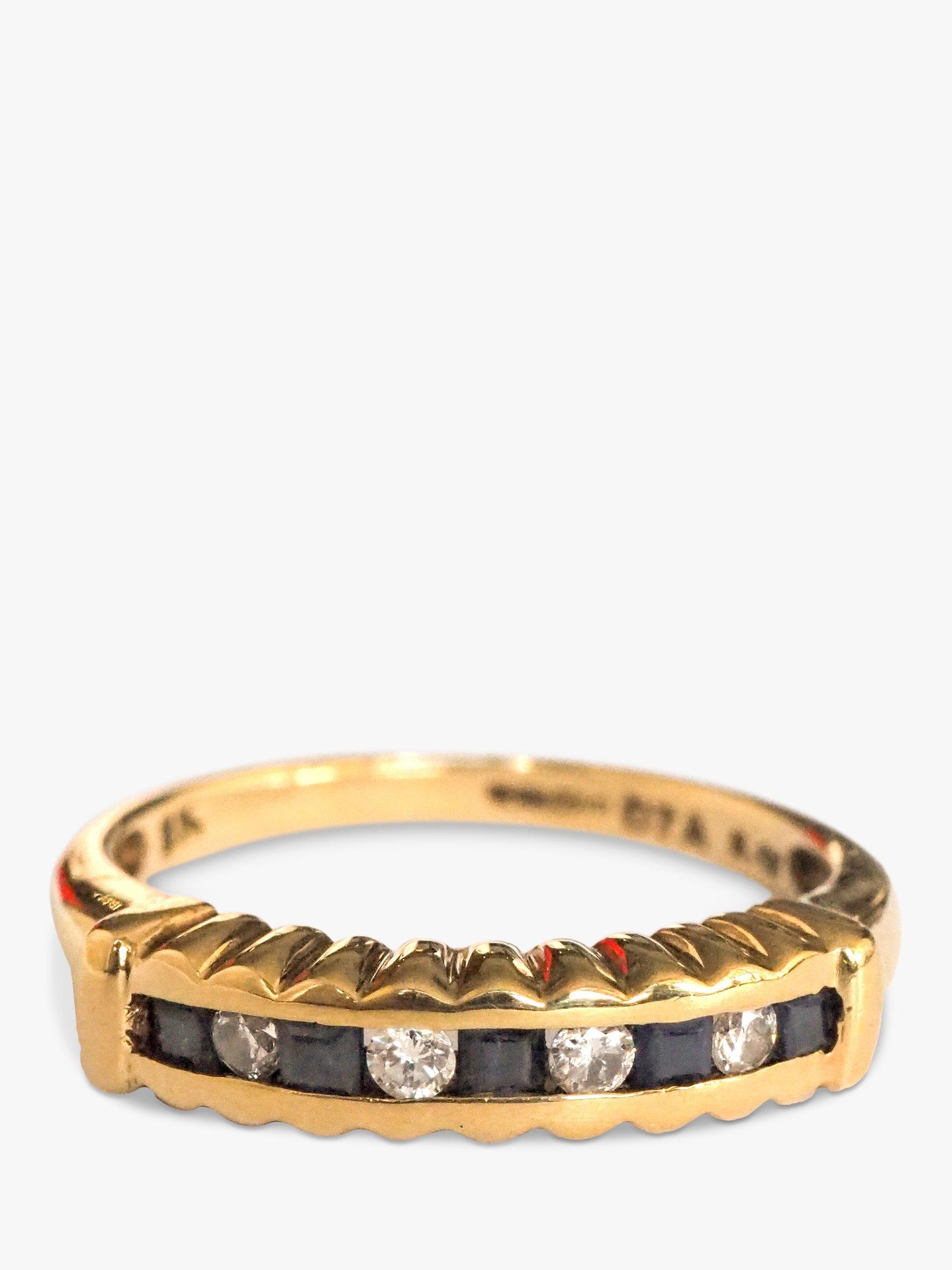 L & T Heirlooms Pre-Loved 9ct Gold Diamond and Sapphire Half Eternity Ring