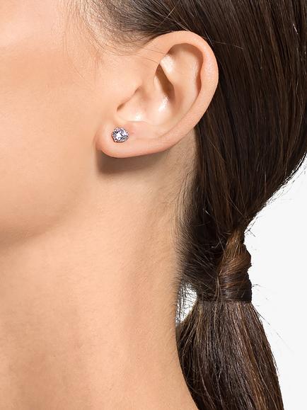 Swarovski Round Crystal Stud Earrings, White/Silver - view 2, White/SIlver