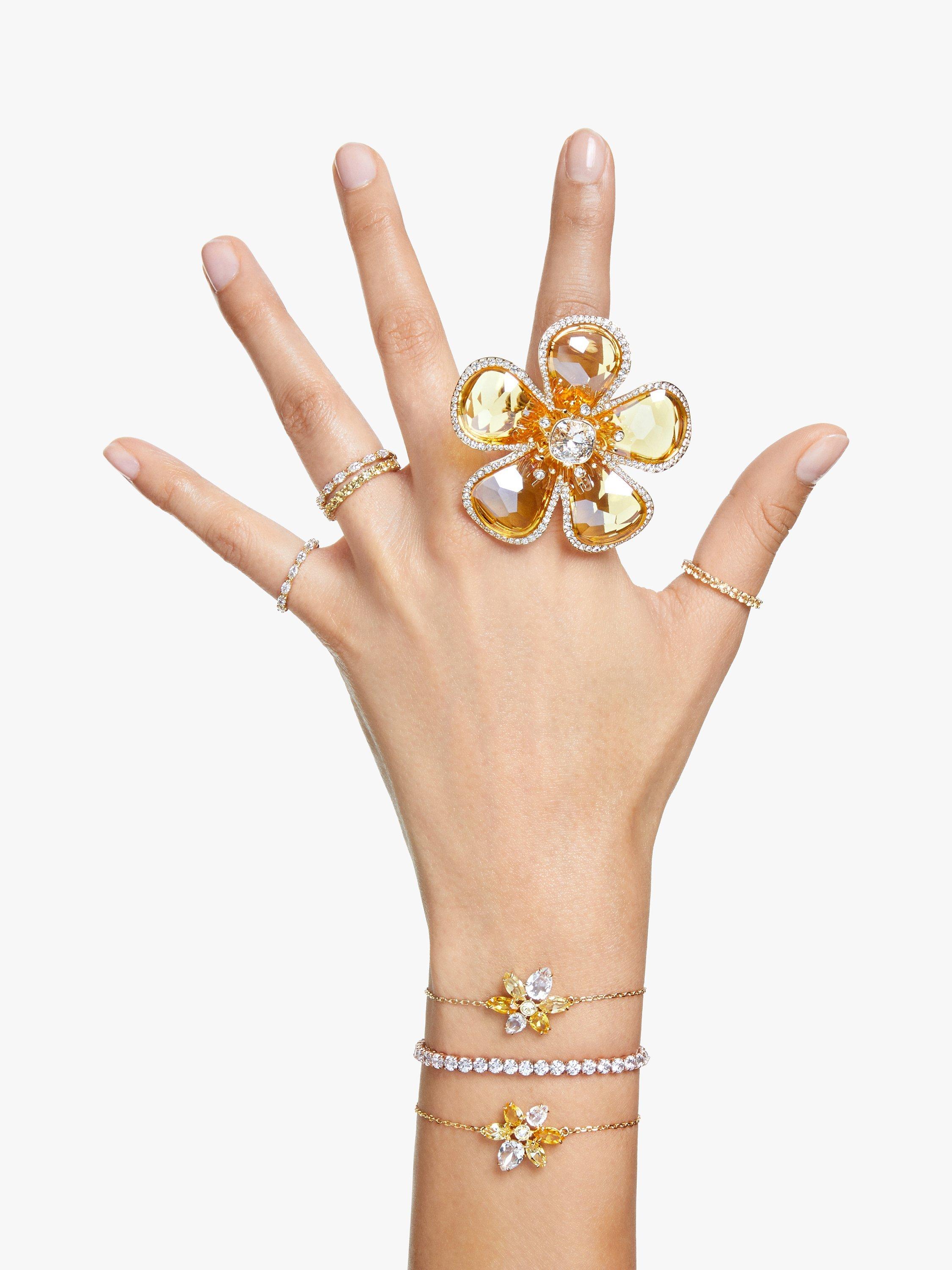 Product image 5 of 5, which shows Swarovski Crystal Matrix Tennis Bracelet, Gold
