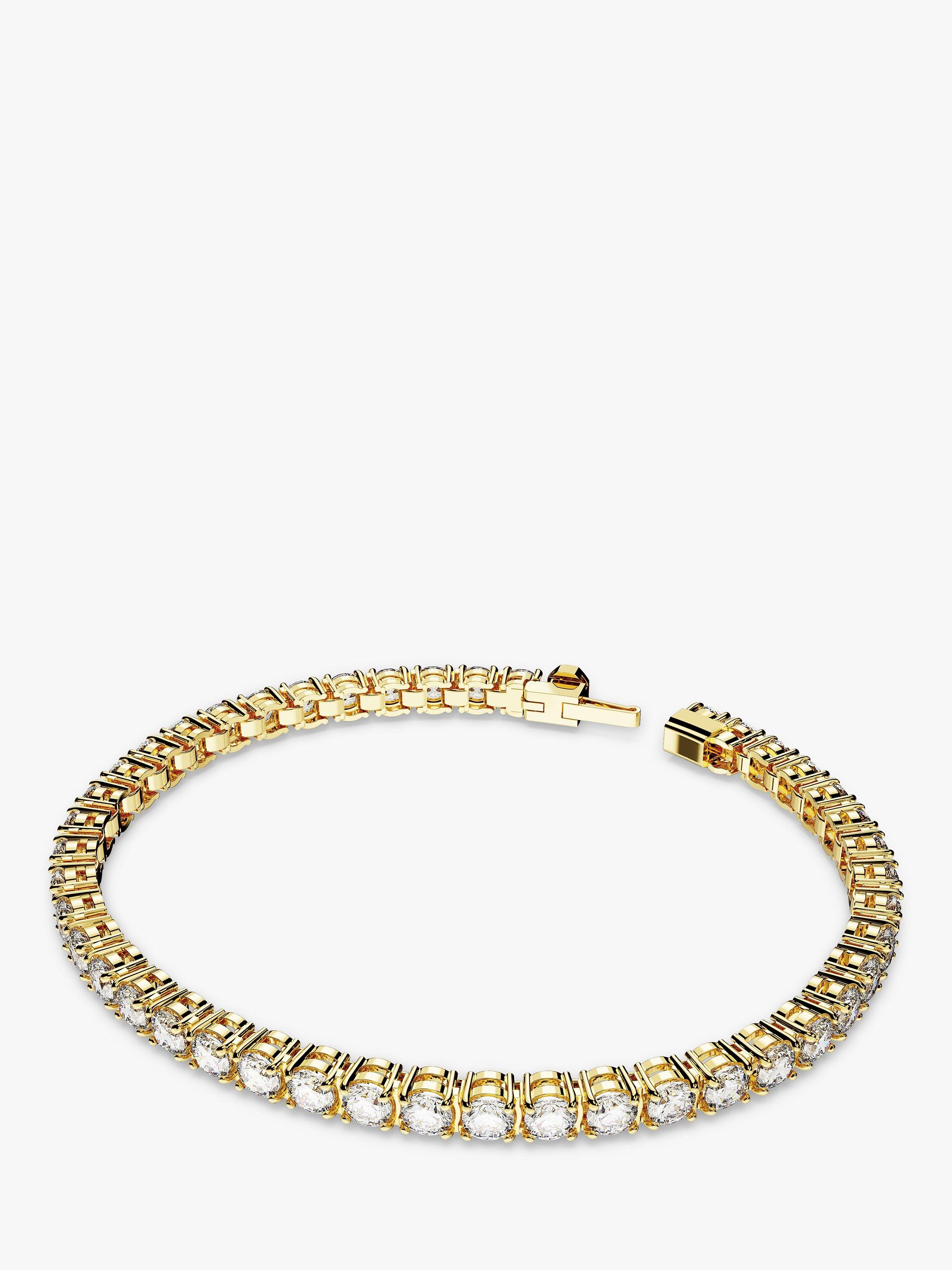 Product image 2 of 5, which shows Swarovski Crystal Matrix Tennis Bracelet, Gold