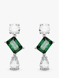 Swarovski Mesmera Crystal Drop Earrings, Silver/Green, Silver/Green