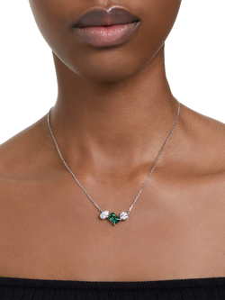 Swarovski Mesmera Mixed Cut Crystal Pendant Necklace, Silver/Green - view 2, Silver/Green