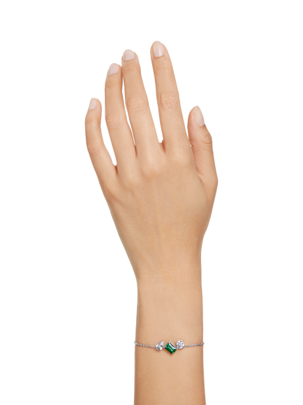 Swarovski Mesmera Crystal Trio Chain Bracelet, Silver/Green - view 2, Silver/Green