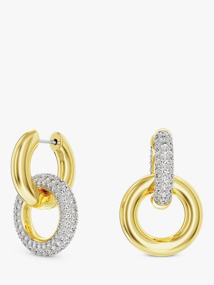 Swarovski Dextera Crystal Interlinked Hoop Earrings, Gold