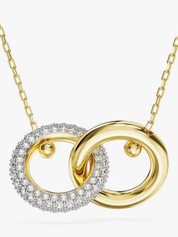 Swarovski Dextera Crystal Interlocking Circle Pendant Necklace, Gold