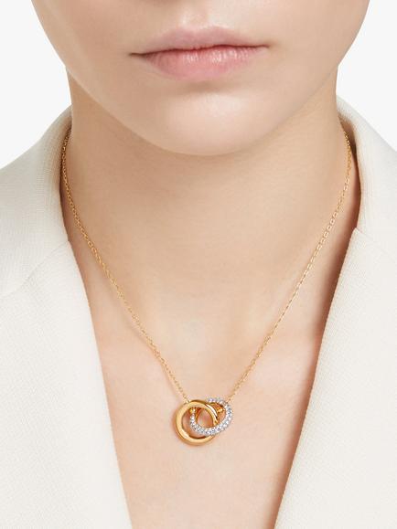 Swarovski Dextera Crystal Interlocking Circle Pendant Necklace - view 2, Gold
