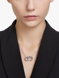 Swarovski Dextera Crystal Interlocking Circle Pendant Necklace - view 2, Silver