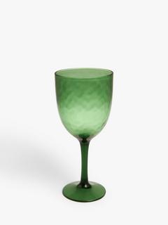 John Lewis Ripple Plastic Wine Glass, 440ml, Green