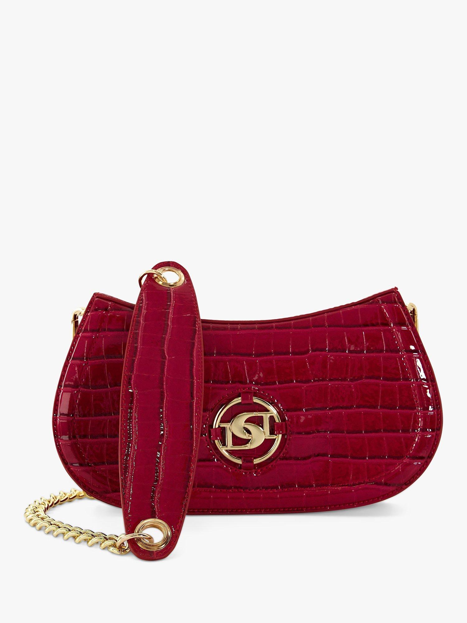 Dune Dacre Small Croc-Effect Crossbody Bag, Red