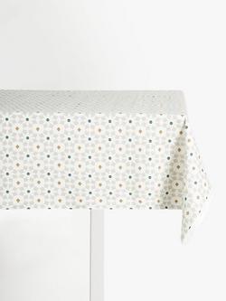 John Lewis Terra Tile Oilcloth Tablecloth Fabric, Putty, Putty