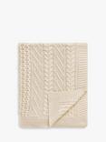 John Lewis Cable Knit Cotton Throw, Cream