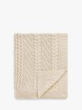 John Lewis Cable Knit Cotton Throw, Cream