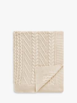 John Lewis Cable Knit Organic Cotton Throw, Cream
