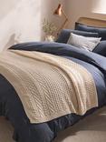 John Lewis Cable Knit Cotton Throw, Cream