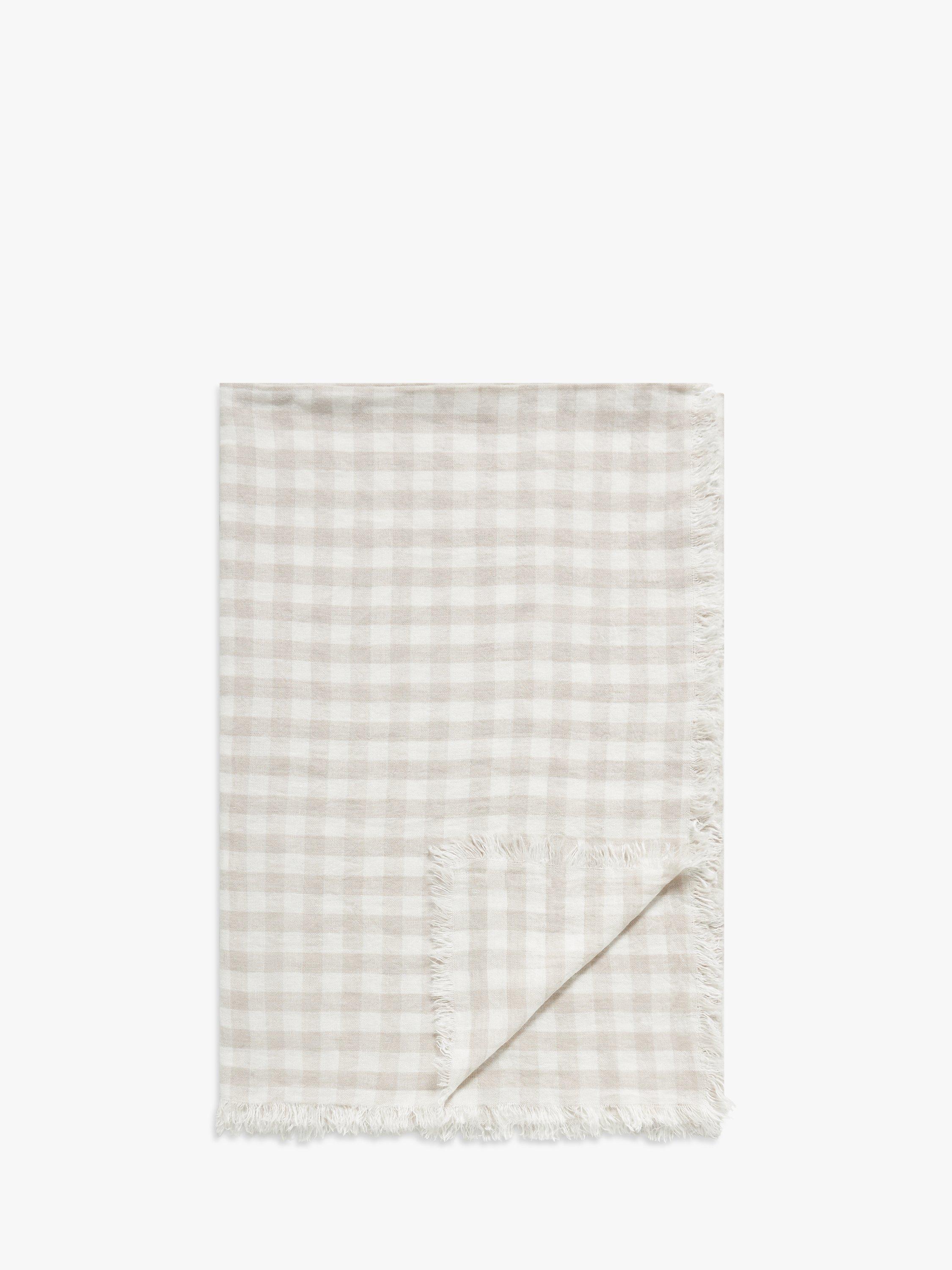 John Lewis Linen Gingham Throw, Natural