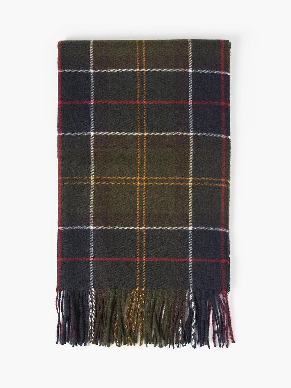 Product image 4 of 6, which shows Barbour Hailes Tartan Wrap Scarf, Green/Cream