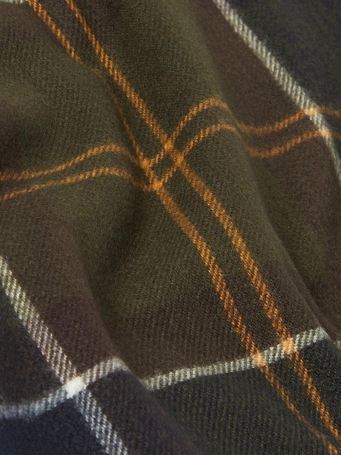 Product image 5 of 6, which shows Barbour Hailes Tartan Wrap Scarf, Green/Cream