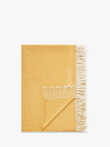John Lewis Herringbone Throw, Mustard