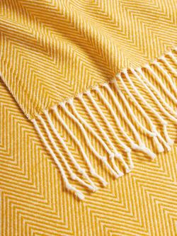 John Lewis Herringbone Throw - view 2, Mustard
