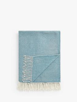 John Lewis Herringbone Throw, Bluestone