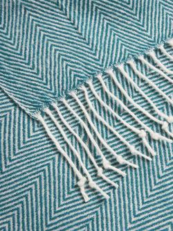 John Lewis Herringbone Throw - view 2, Bluestone