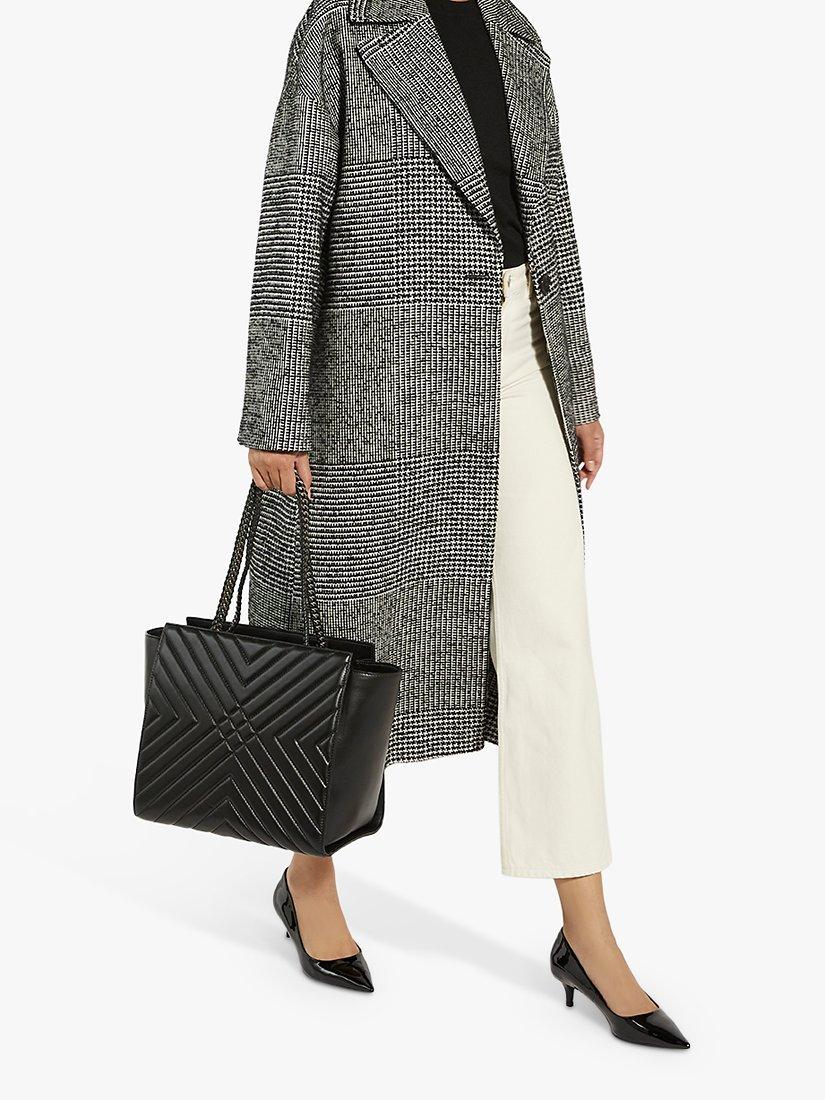 Product image 4 of 4, which shows Dune Hampstead Quilted Leather Shoulder Bag, Black
