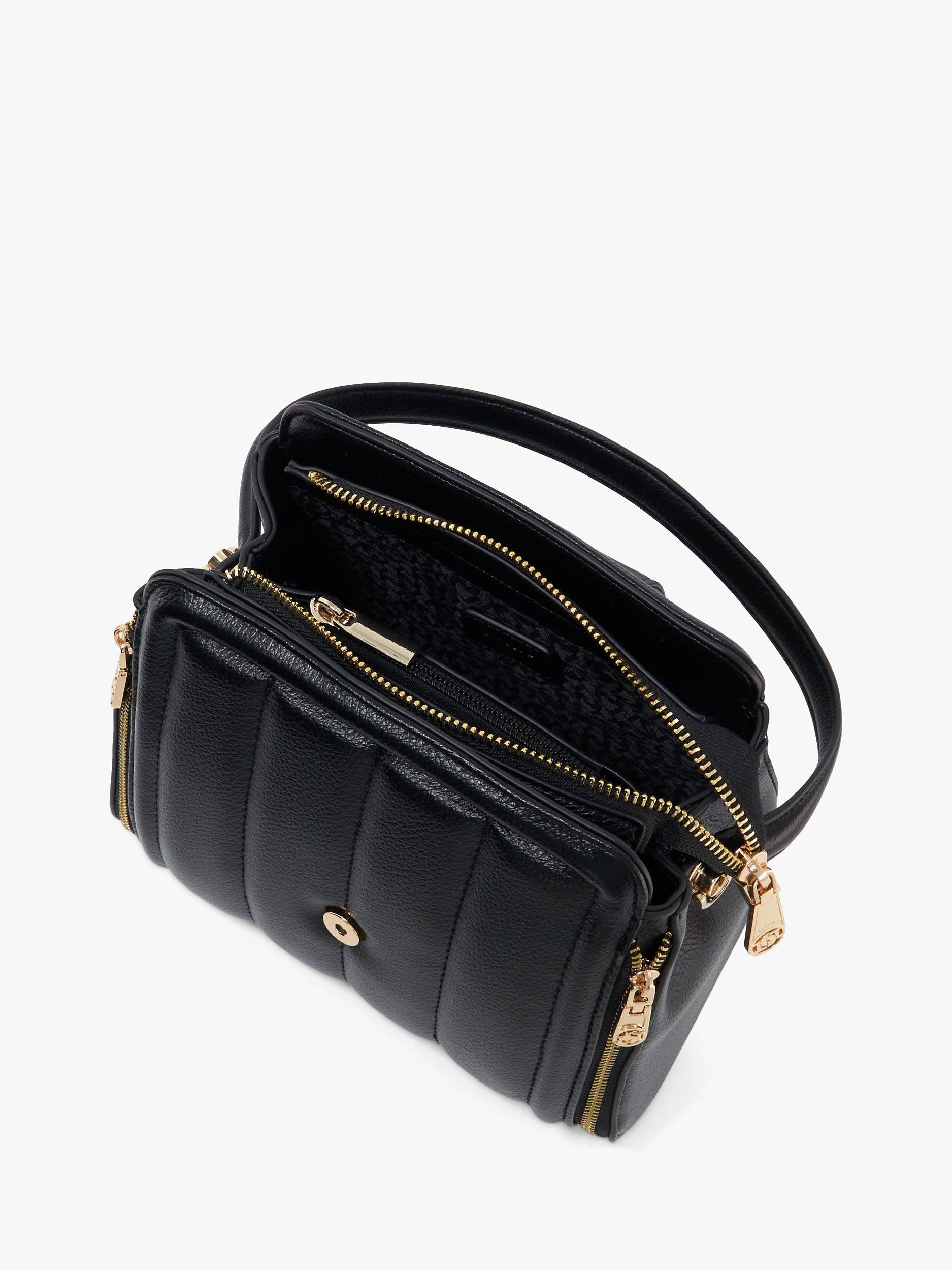 Product image 2 of 3, which shows Dune London Dashers Quilted Zip Crossbody Bag, Black