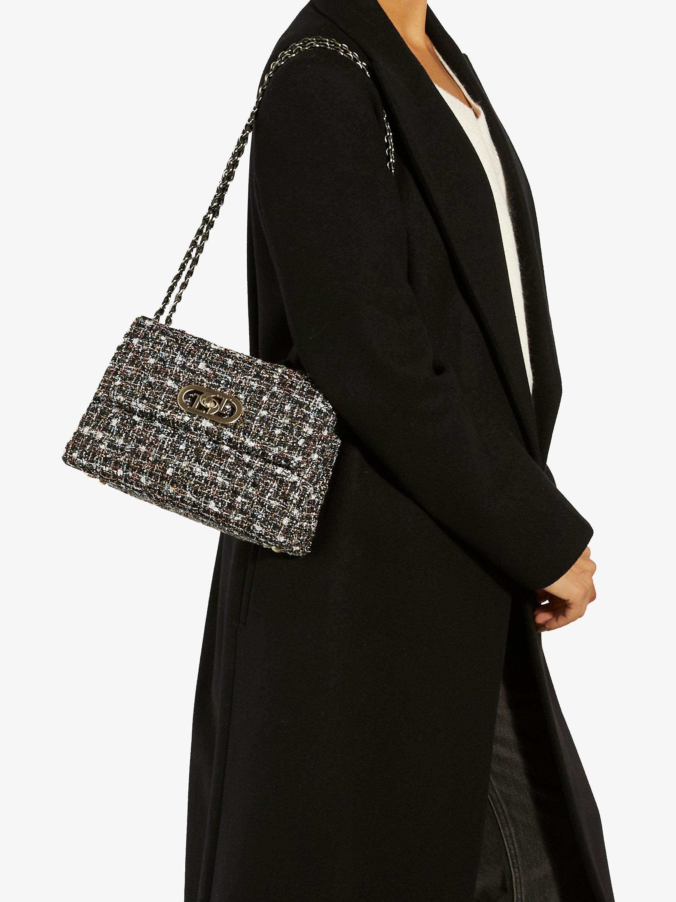 Product image 4 of 4, which shows Dune Regent Tweed Shoulder Bag, Black