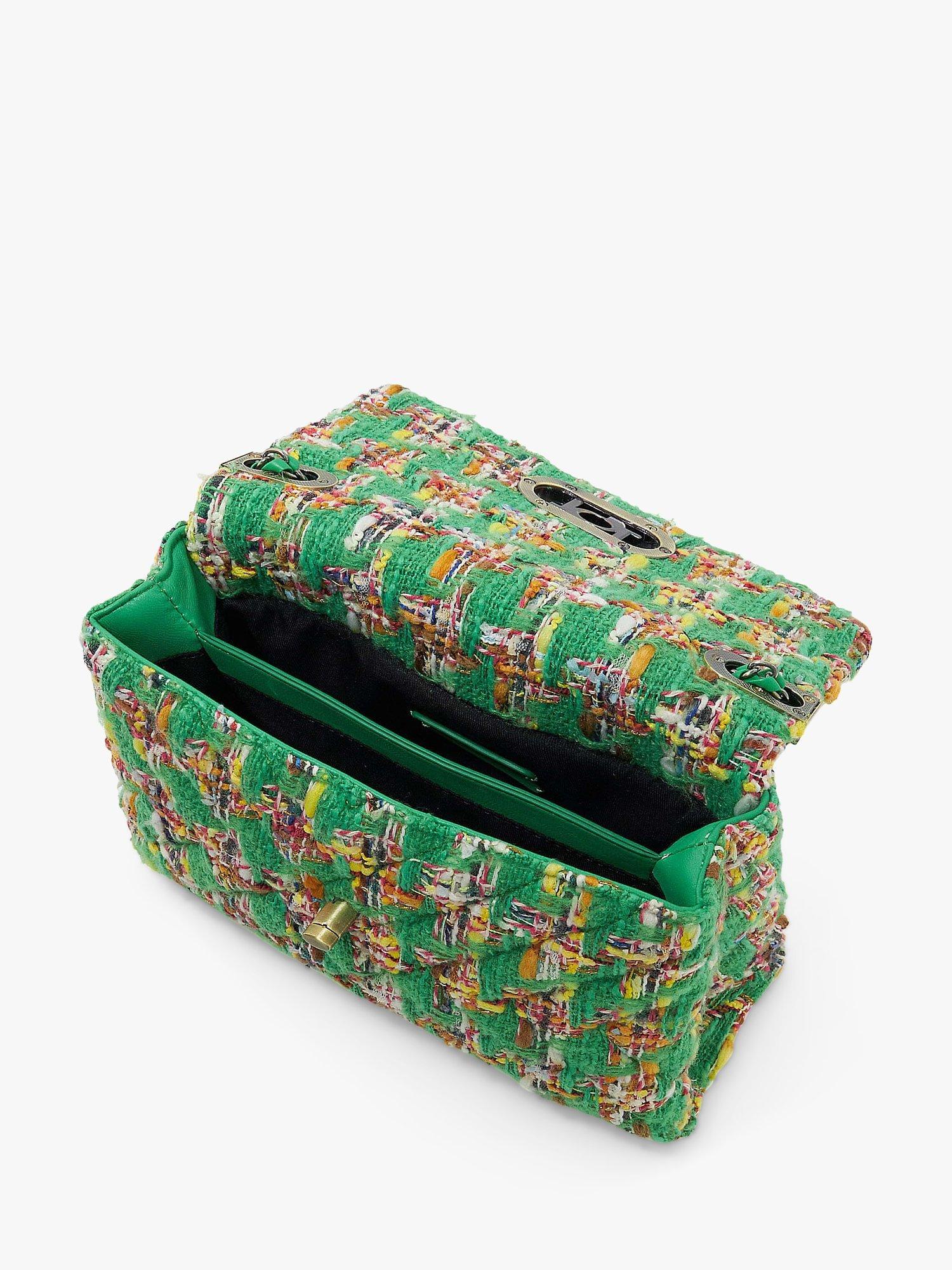 Product image 3 of 4, which shows Dune London Regent Tweed Shoulder Bag, Green