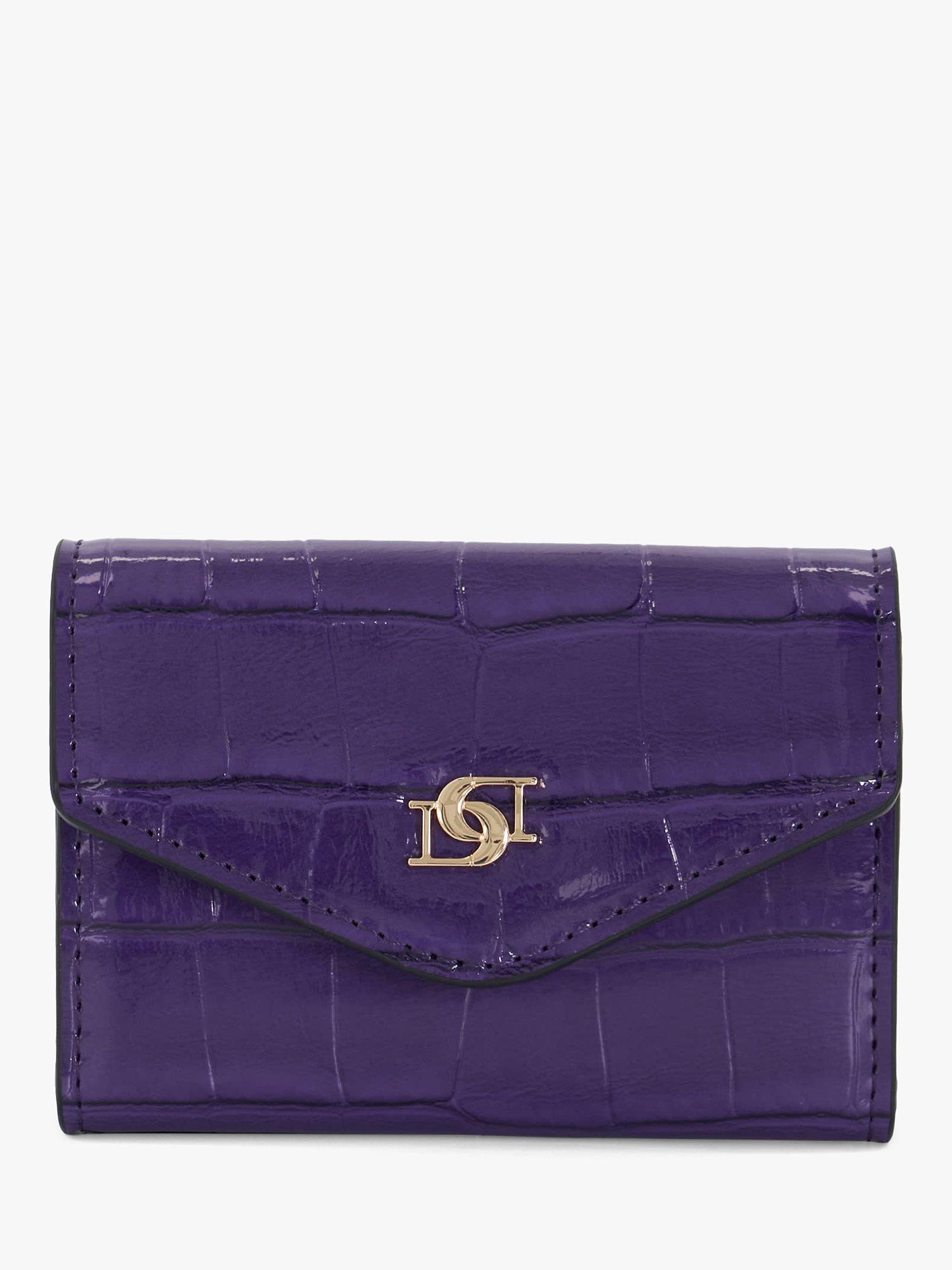 Product image 1 of 3, which shows Dune London Kamaris Crocodile Print Dual Cardholder, Purple