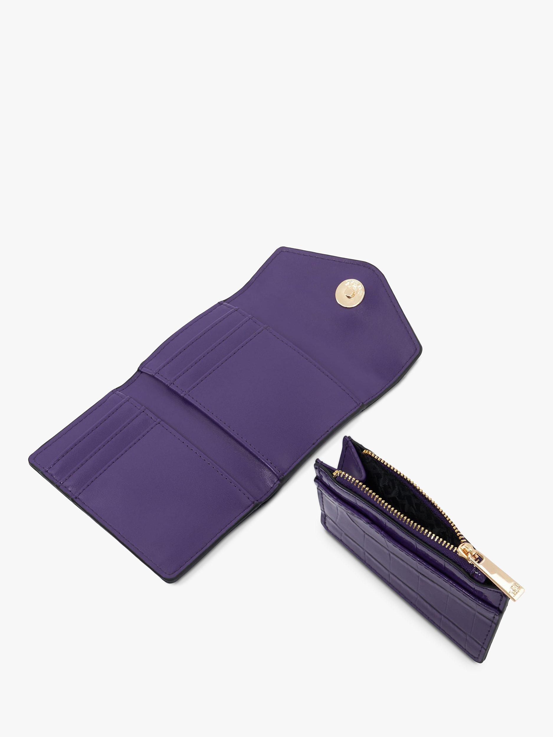 Product image 3 of 3, which shows Dune London Kamaris Crocodile Print Dual Cardholder, Purple