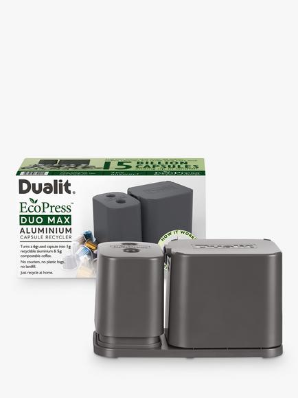 Dualit EcoPress Duo Max Aluminium Coffee Capsule Recycler, Grey, Grey
