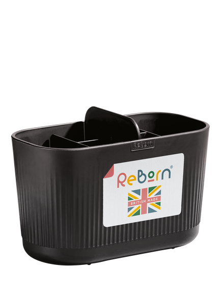 ReBorn Recycled Plastic Large Bathroom Caddy, Dark Grey