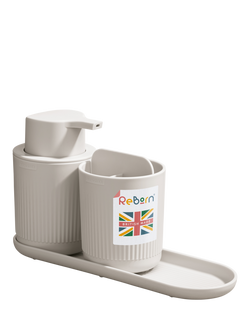 ReBorn Recycled Plastic Bathroom Accessories Set, Stone