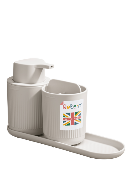 ReBorn Recycled Plastic Bathroom Accessories Set, Stone