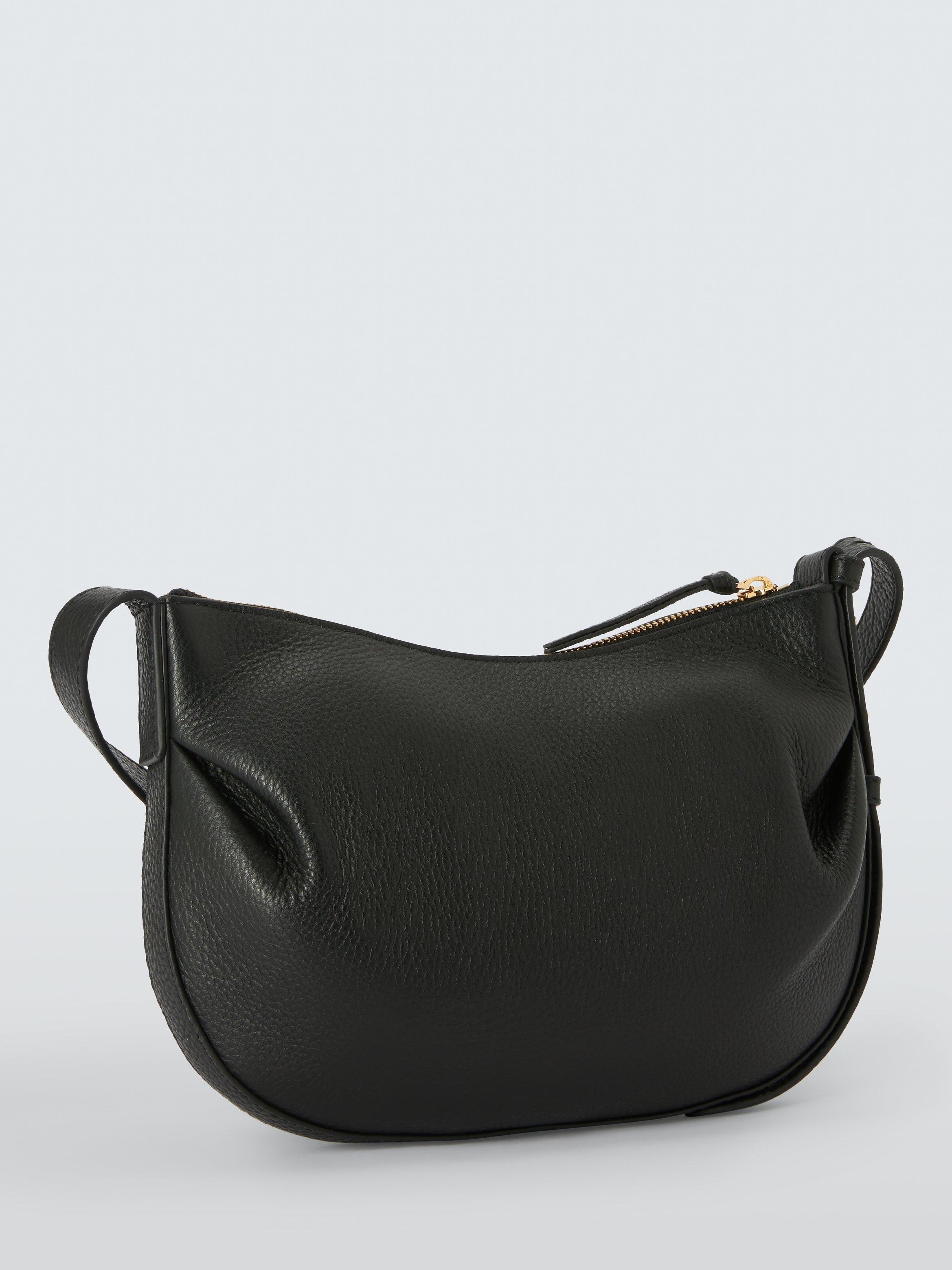 John Lewis Gathered Leather Crossbody Bag Black