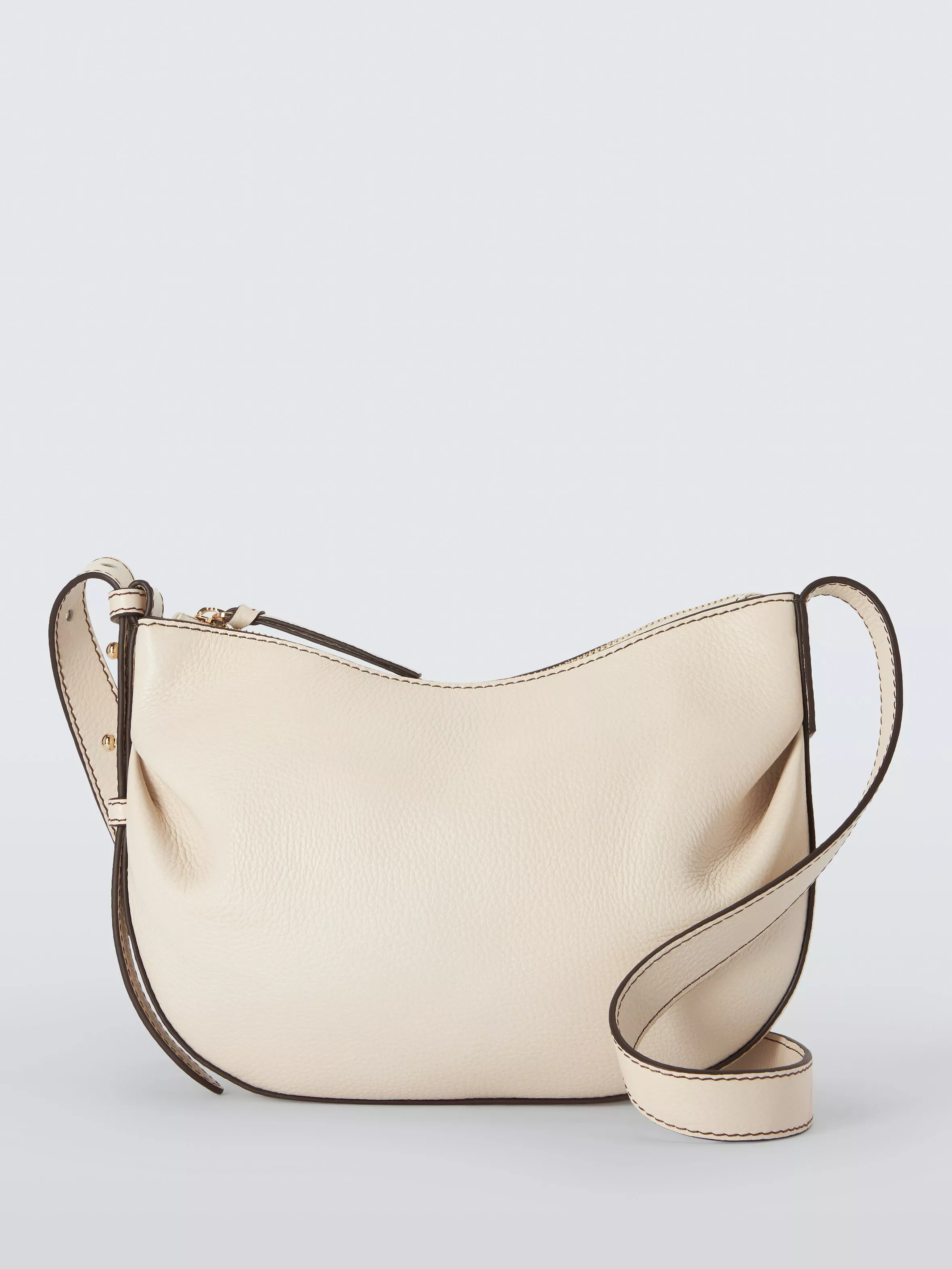 John Lewis Gathered Leather Crossbody Bag Jet Stream