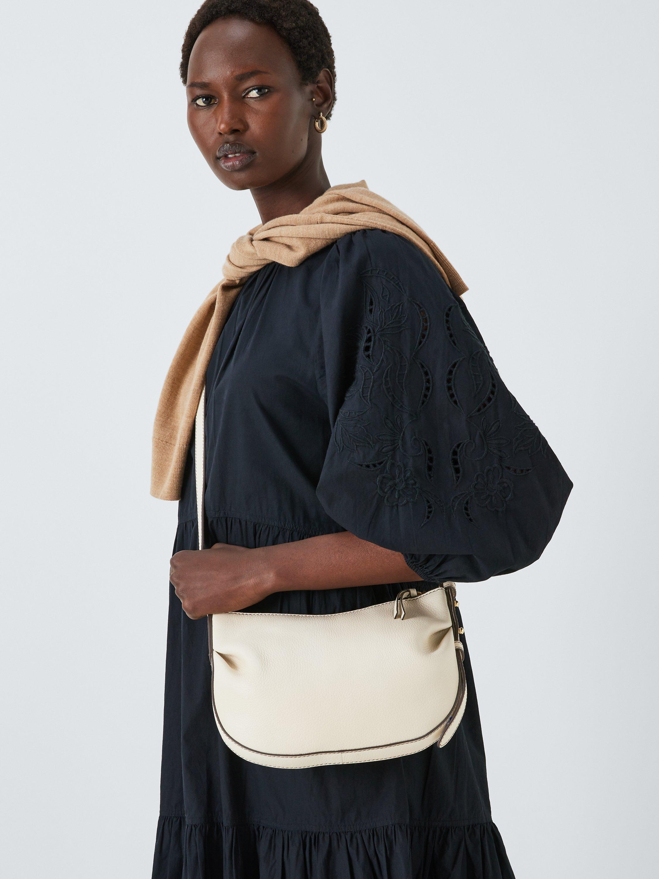 Product image 2 of 6, which shows John Lewis Gathered Leather Crossbody Bag, Jet Stream