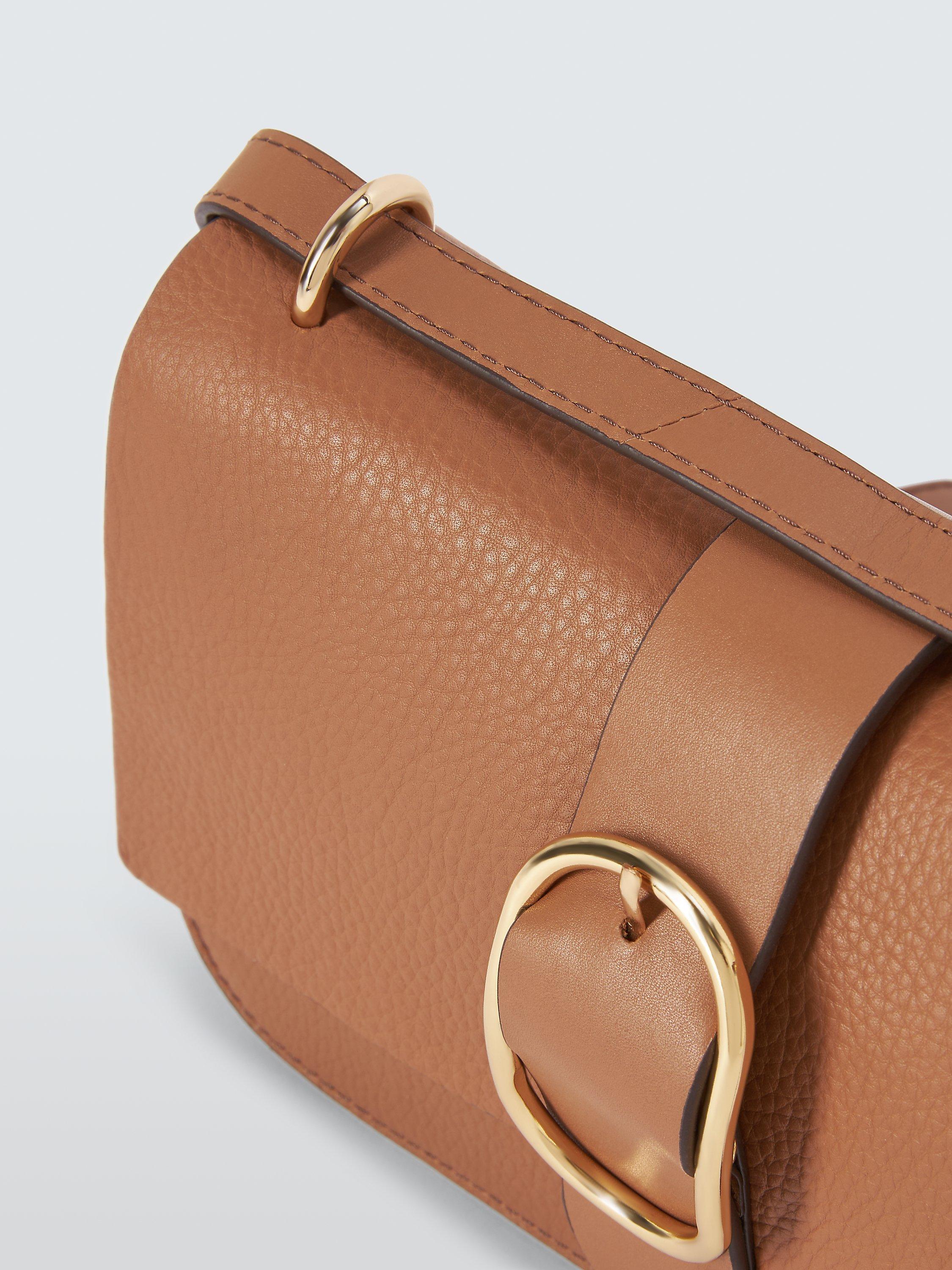 John Lewis Leather Crescent Saddle Bag Tan