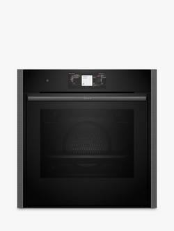 Neff N90 Slide and Hide B64CT73G0B Built In Self Cleaning Electric Single Oven, Grey Graphite, Grey Graphite