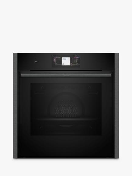 Neff N90 Slide and Hide B64CT73G0B Built In Self Cleaning Electric Single Oven, Grey Graphite, Grey Graphite