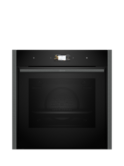 Neff N90 Slide and Hide B64CS71G0B  Built In Self Cleaning Electric Single Oven, Grey Graphite, Grey Graphite